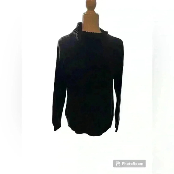 Matty M Women's Size Large Sweater Gray Asymmetrical Cowl Neck Long Sleeve - Picture 3 of 9